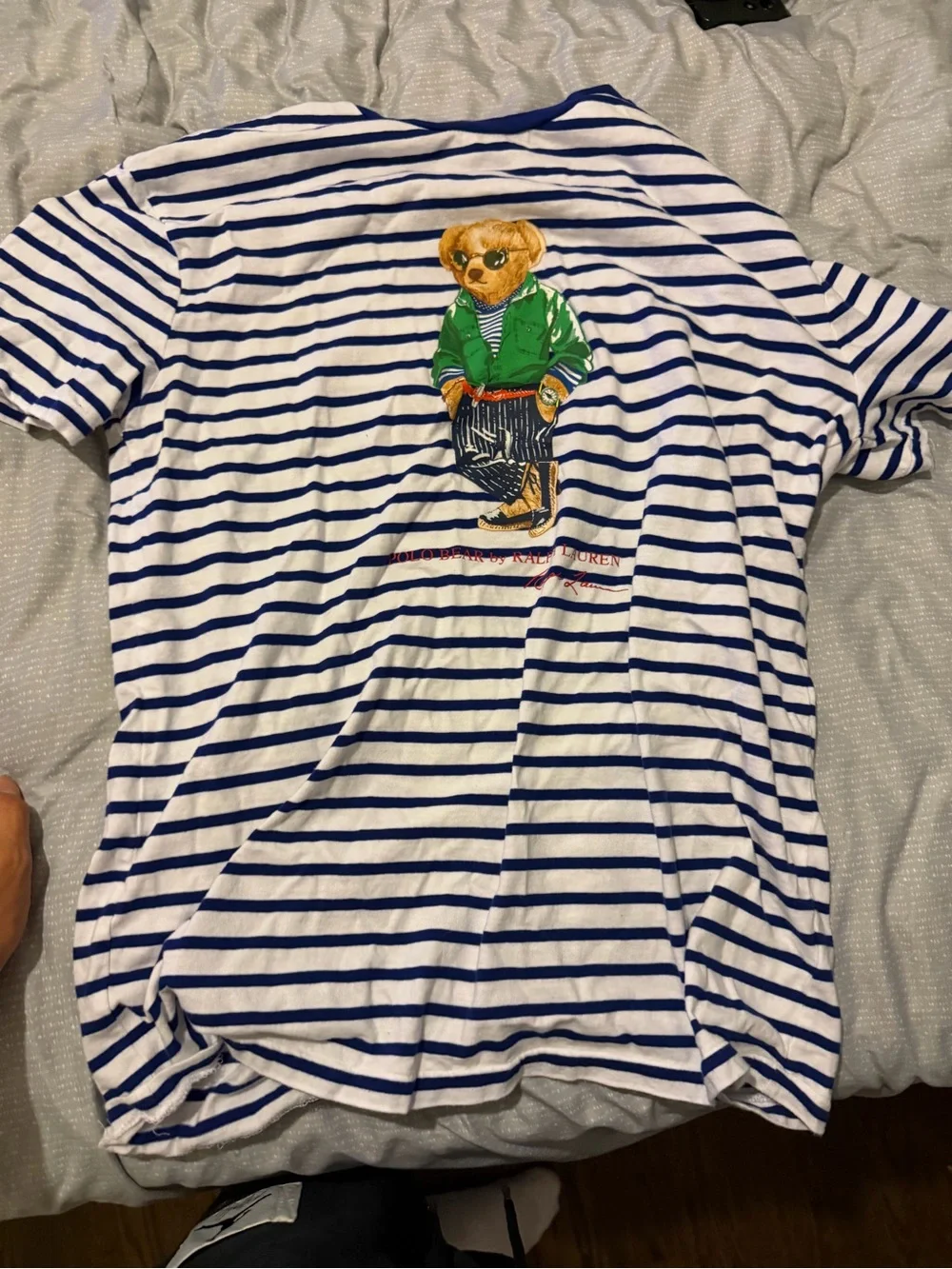 Polo Ralph Lauren  Striped Bear Tee - White & Blue